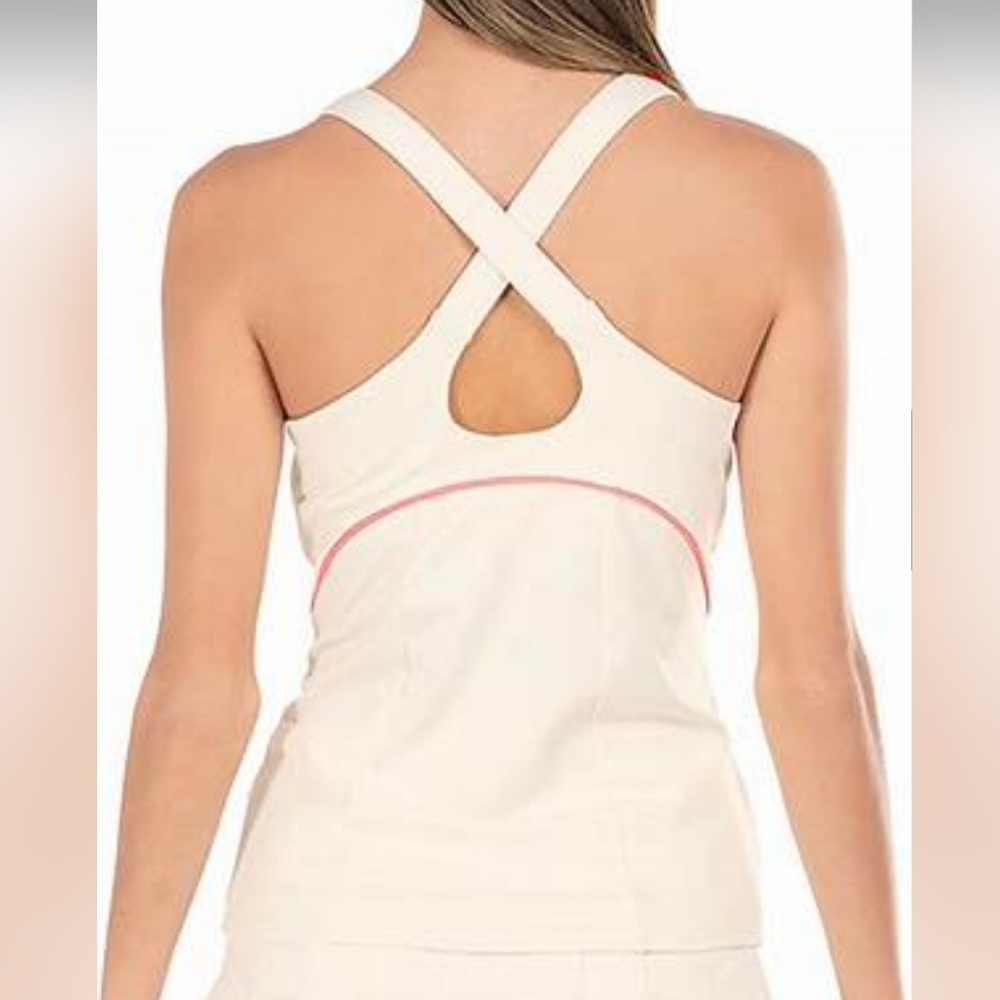 K-SWISS  Women's Cross Court Tennis Tank cream/ pink sz Large NEW